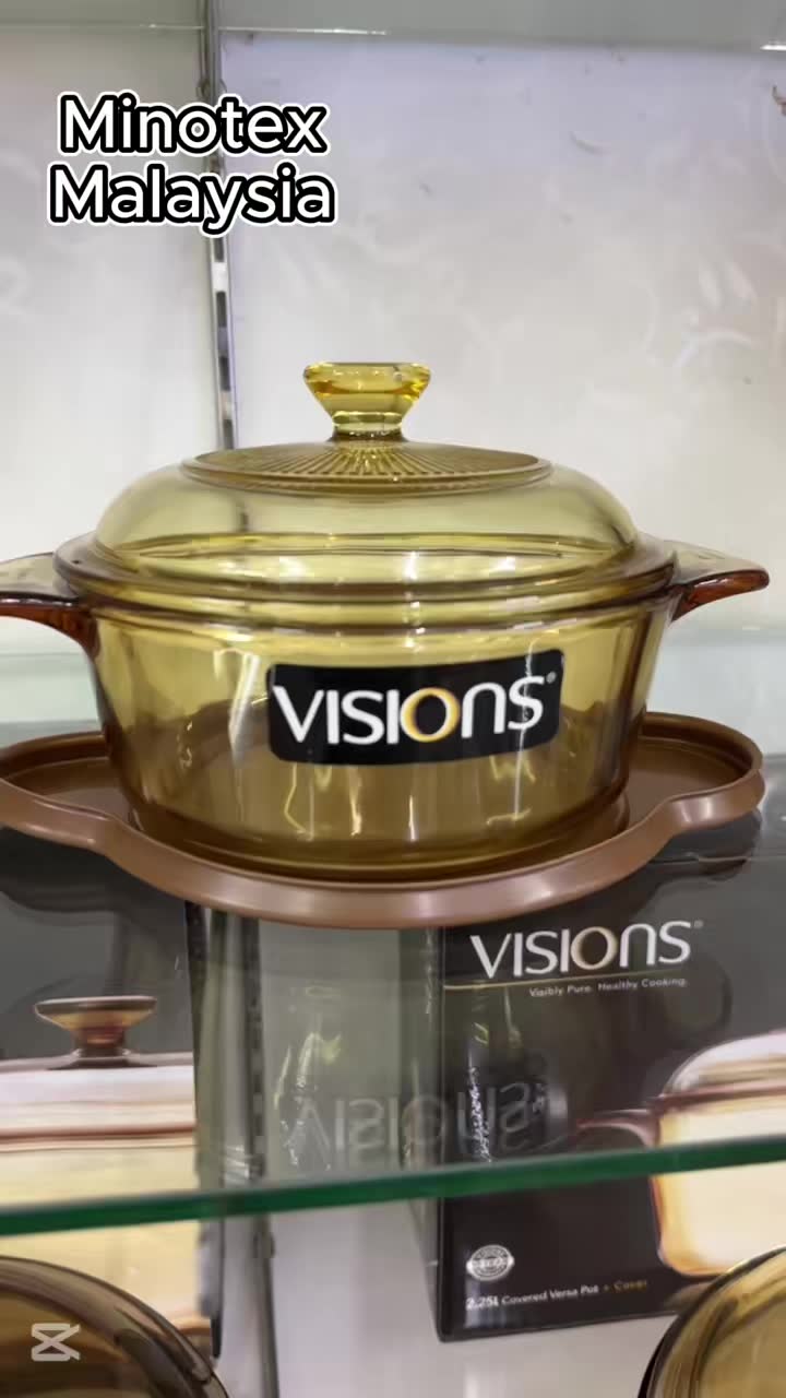 Periuk Glass Ceramic dari Visions Made in France. Sangat popular kerana aesthetic cantik dan boleh tahan untuk berpuluh tahun.    #minotexmalaysia #periukvisionskaca #visionscookware