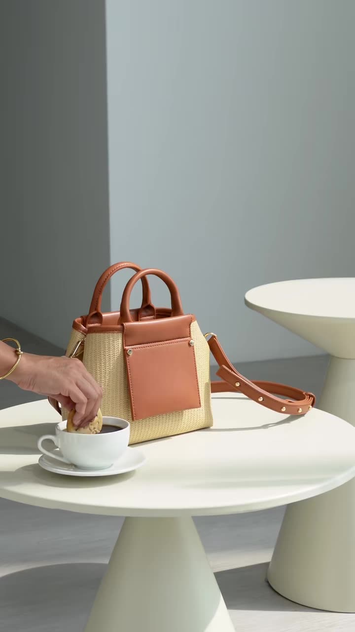 Unwinding with the Picola Woven on the weekend? Yes please ☕️😚 Bag: Picola Top Handle Bag in Woven     #sometimebag #bagtok #fyp