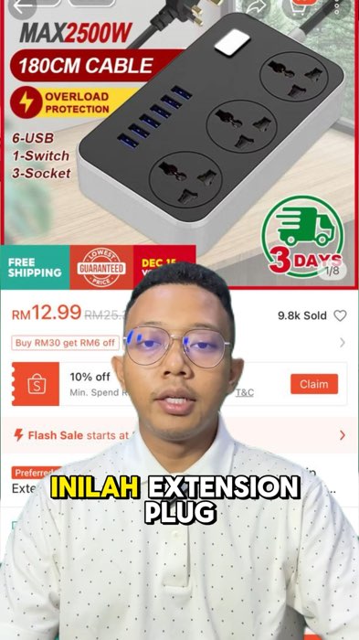 extension plug paling mantul dekat shopee..ada 6 USB port dan 3 socket #extensionplug #electronicszone