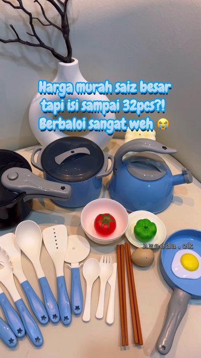 32pcs Pretend Play Kitchenware Cookware
