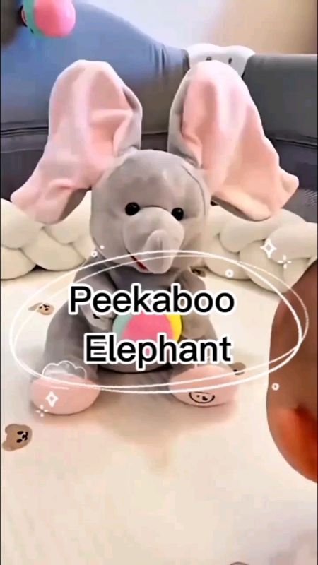 Plush elephant ni mmg cute, boleh menyanyi, gerakkan telinga & main peekaboo sekali #ElephantPlushToy #PeekabooElephant #MusicalToy #BabyToy #KidsToy
