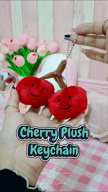 Comel 🥰🥰 #cherry #cherryplush #keychain #bagcharm #cuteitem #plushkeychain #plushpendant #shopeehaul