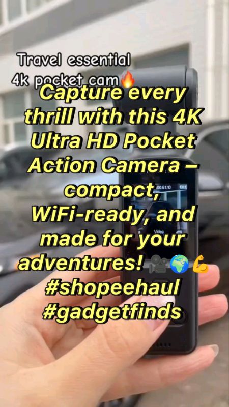 Capture every thrill with this 4K Ultra HD Pocket Action Camera – compact, WiFi-ready, and made for your adventures! 🎥🌍💪 #shopeehaul #gadgetfinds