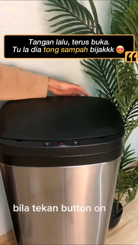 Luxbin ada sensor lalu tangan terus buka, tutup sendiri 5 saat. Siap handle kiri kanan. #Luxbin #TongSampahSensor #smartdustbin