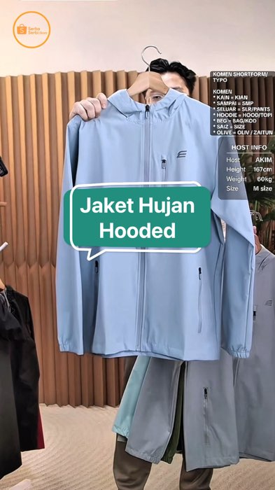 [S-XXL] Jaket Hujan Hooded | Stylish Hooded Rain Jacket #jakethujan